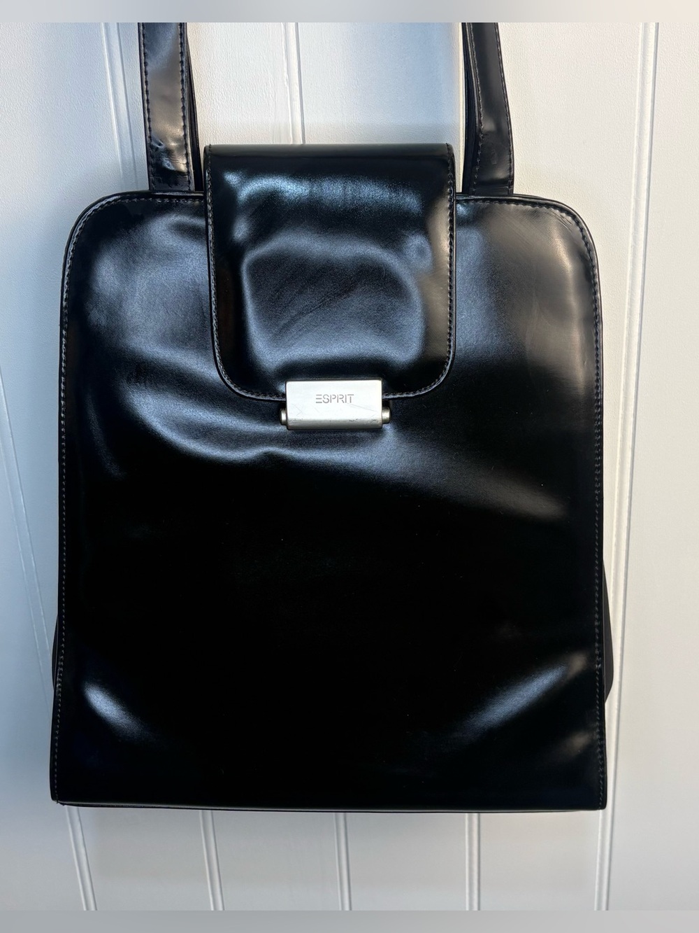 Esprit Vintage Black Shoulder Bag – Minimalist Y2K Structured Purse Chic